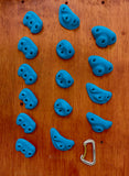 15 Screw On Jug Rock Climbing Holds in Blue Screws Included
