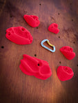 Set of 6 Rock Climbing Hold Pockets in Red