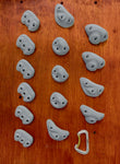15 Screw On Jug Rock Climbing Holds in Grey screws Included