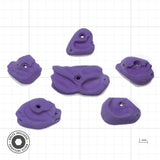 Set of 6 Rock Climbing Hold Pockets in Purple